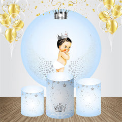 Aperturee - Blue Little Prince Round Baby Shower Backdrop Kit