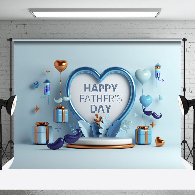 Aperturee - Blue Love Balloon Gift Happy Fathers Day Backdrop