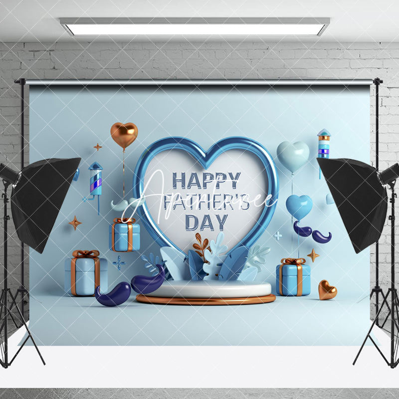 Aperturee - Blue Love Balloon Gift Happy Fathers Day Backdrop