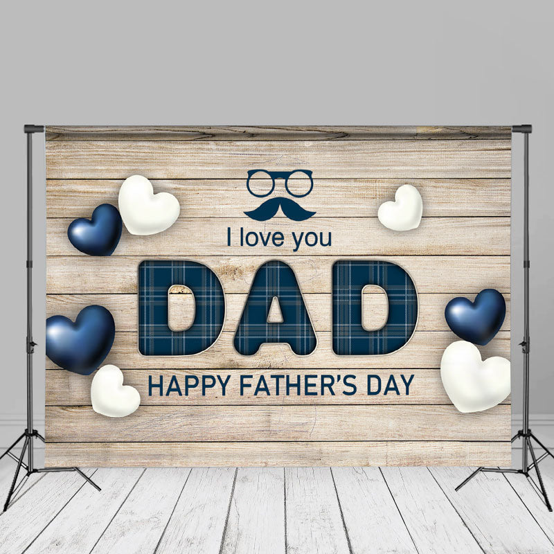 Aperturee - Blue Love Wooden Board Fathers Day Picture Backdrop