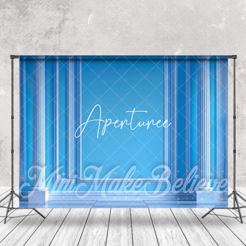 Aperturee - Blue Luxury Palace Vintage Wall Backdrop For Photo