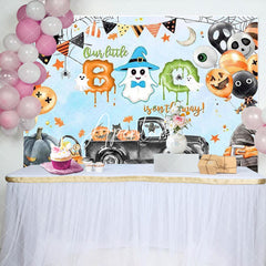 Aperturee - Blue Melted Cute Boo Halloween Baby Shower Backdrop