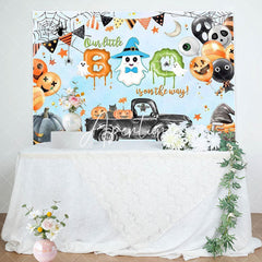 Aperturee - Blue Melted Cute Boo Halloween Baby Shower Backdrop