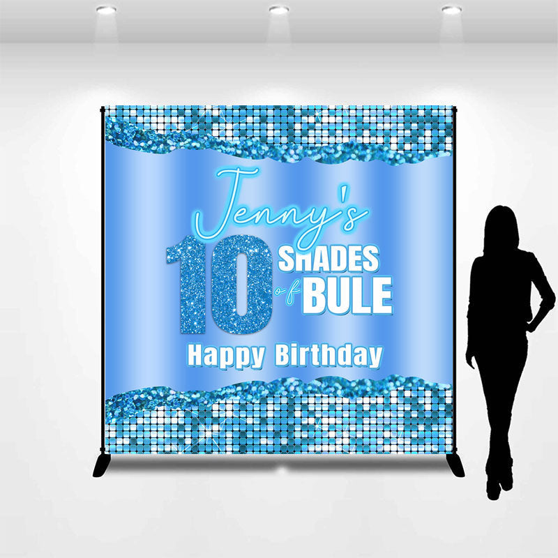 Aperturee - Blue Metal Texture Glitter Custom Birthday Backdrop