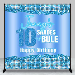 Aperturee - Blue Metal Texture Glitter Custom Birthday Backdrop