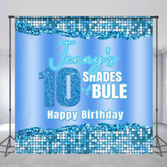 Aperturee - Blue Metal Texture Glitter Custom Birthday Backdrop