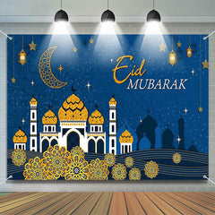 Aperturee - Blue Night Cultural Palace Flower Eid Mubarak Backdrop