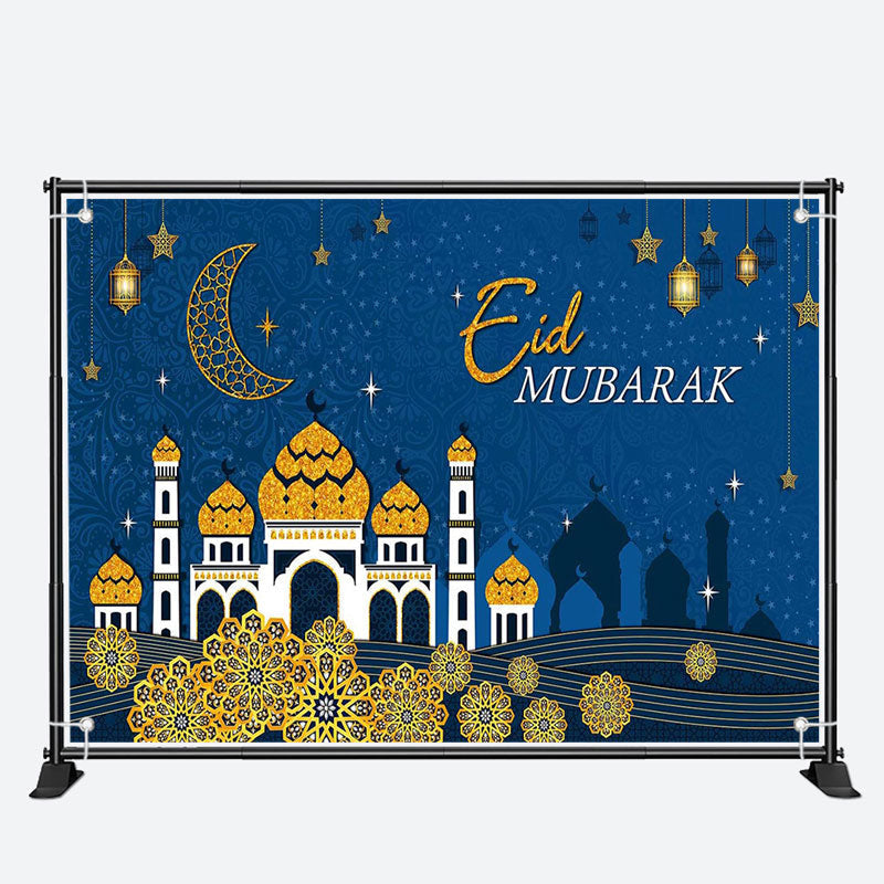 Aperturee - Blue Night Cultural Palace Flower Eid Mubarak Backdrop