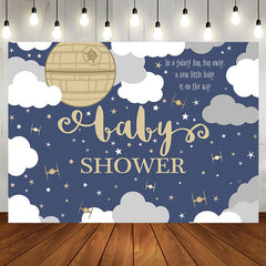 Aperturee - Blue Night Sky Clouds Galaxy Baby Shower Backdrop