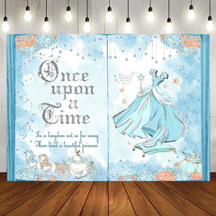 Aperturee - Blue Opening Book Cinderella Girl Birthday Backdrop