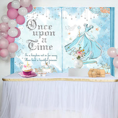 Aperturee - Blue Opening Book Cinderella Girl Birthday Backdrop