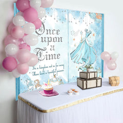 Aperturee - Blue Opening Book Cinderella Girl Birthday Backdrop