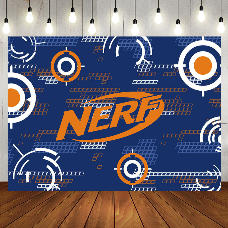 Aperturee - Blue Orange Nerf Theme Game Party Backdrop For Boy