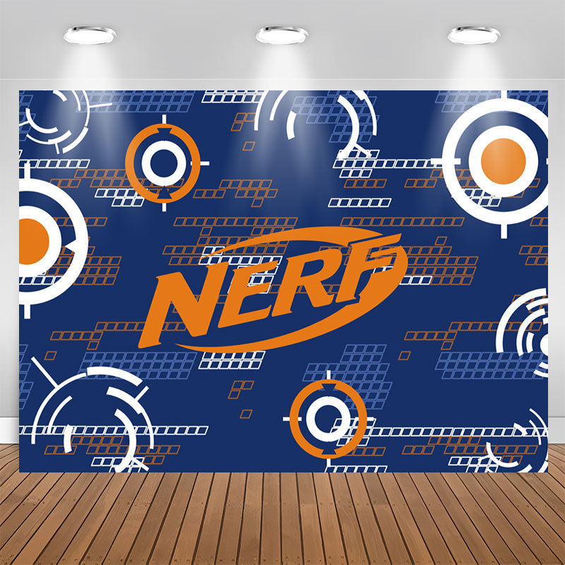 Aperturee - Blue Orange Nerf Theme Game Party Backdrop For Boy