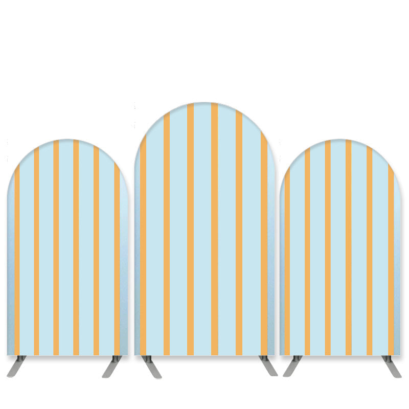 Aperturee Blue Orange Stripes Theme Birthday Arch Backdrop Kit