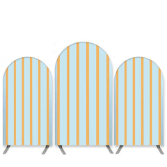 Aperturee Blue Orange Stripes Theme Birthday Arch Backdrop Kit