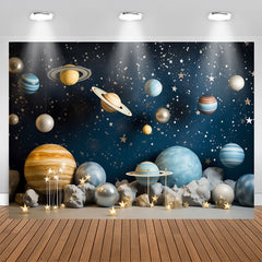 Aperturee - Blue Outer Space Cosmic Planet Birthday Backdrop