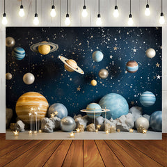 Aperturee - Blue Outer Space Cosmic Planet Birthday Backdrop