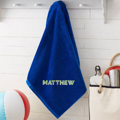 Aperturee - Blue Personalized Embroidered 3D Letter Beach Towel