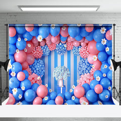 Aperturee - Blue Pink Balloons Valentines Day Backdrop For Photo