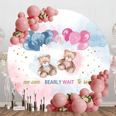 Aperturee - Blue Pink Bearly Wait Round Gender Reveal Backdrop