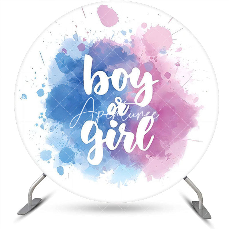 Aperturee - Blue Pink Boy Or Girl Round Gender Reveal Backdrop