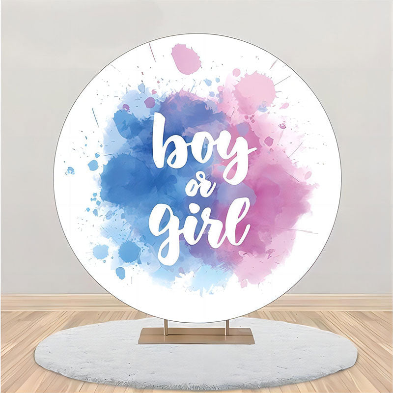 Aperturee - Blue Pink Boy Or Girl Round Gender Reveal Backdrop