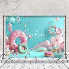 Aperturee - Blue Pink Candyland Donuts Backdrop For Cake Smash