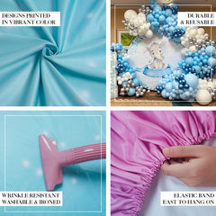 Aperturee - Blue Pink Feather Floral Backdrop Kit For Gender Reveal