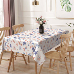 Aperturee - Blue Pink Floral Prints Spring Rectangle Tablecloth