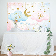 Aperturee - Blue Pink He Or She Cloud Gender Reveal Backdrop