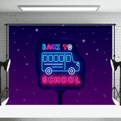 Aperturee - Blue Pink Neon Bus Back To School Party Backdrop