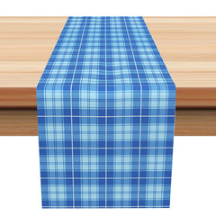 Aperturee - Blue Plaid Patterns Nordic Dining Room Table Runner