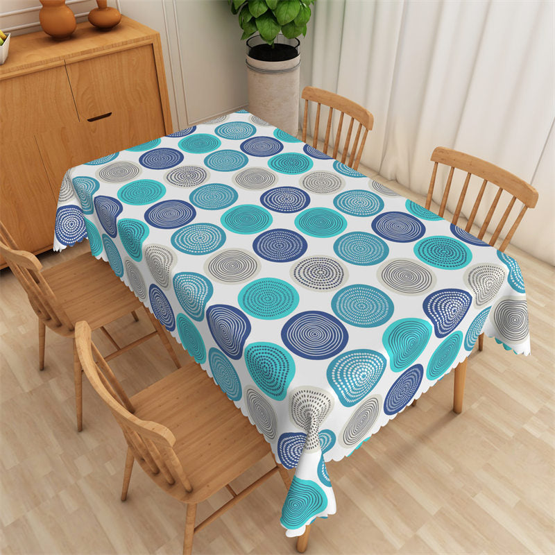 Aperturee - Blue Purple Repeat Circles Rectangle Tablecloth