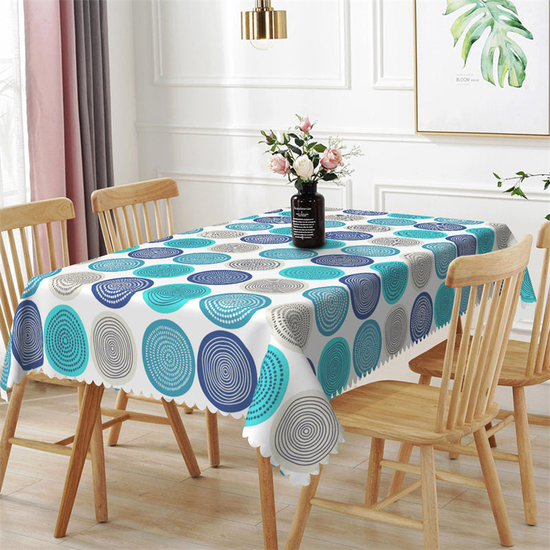 Aperturee - Blue Purple Repeat Circles Rectangle Tablecloth