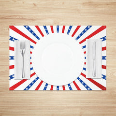 Aperturee - Blue Red American Stars Stripes Set Of 4 Placemats