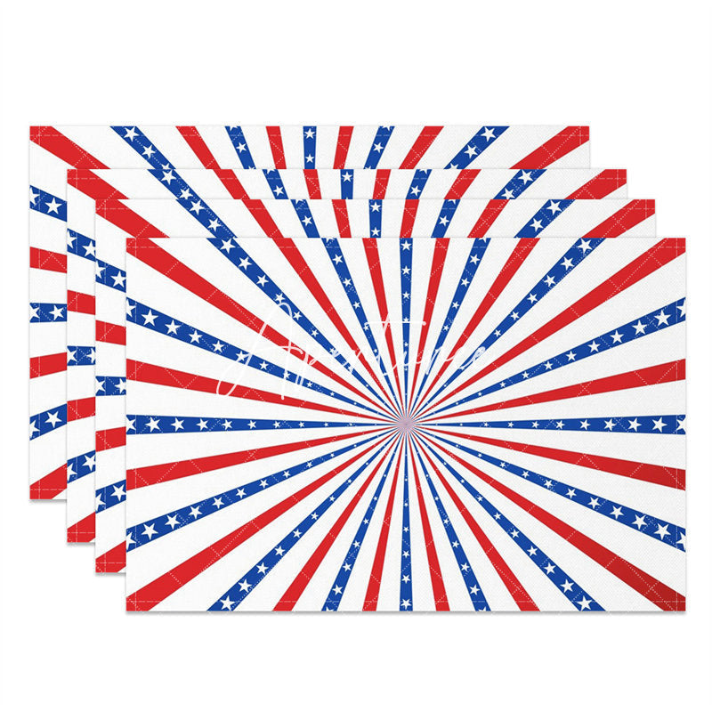 Aperturee - Blue Red American Stars Stripes Set Of 4 Placemats