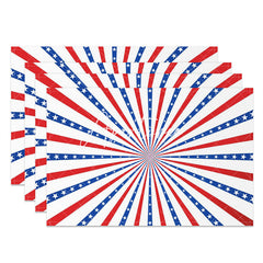 Aperturee - Blue Red American Stars Stripes Set Of 4 Placemats