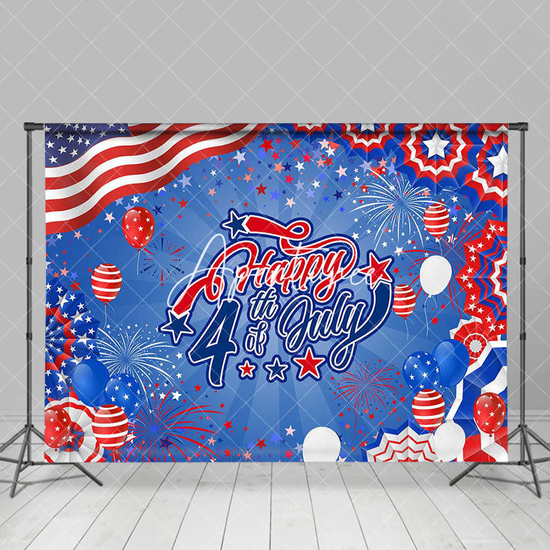 Aperturee - Blue Red Balloon July 4 Independence Day Backdrop