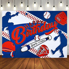 Aperturee - Blue Red Baseball Sports League Birthday Backdrop