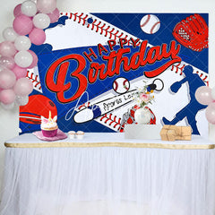 Aperturee - Blue Red Baseball Sports League Birthday Backdrop