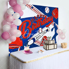 Aperturee - Blue Red Baseball Sports League Birthday Backdrop