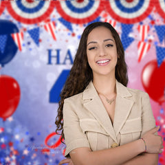 Aperturee - Blue Red Bokeh Balloons Independence Day Backdrop