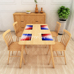 Aperturee - Blue Red Bokeh Fabric Dining Set Of 4 Placemats