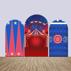 Aperturee - Blue Red Circus Night Rhombus Star Arch Backdrop Kit