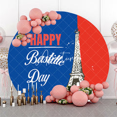 Aperturee - Blue Red Eiffel Tower Round Bastille Day Backdrop