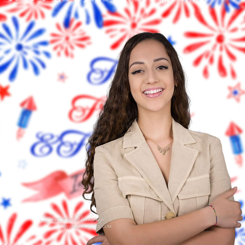 Aperturee - Blue Red Spark Friends Independence Day Backdrop