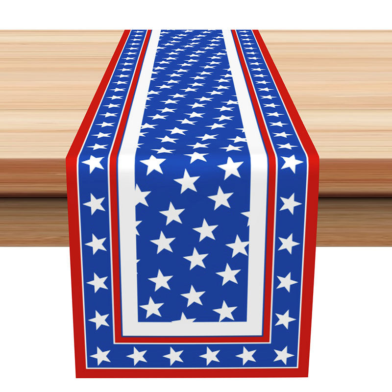 Aperturee - Blue Red Stars Table Runner For Independence Day