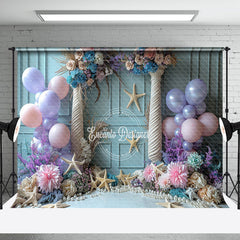 Aperturee - Blue Retro Wall Starfish Balloon Cake Smash Backdrop