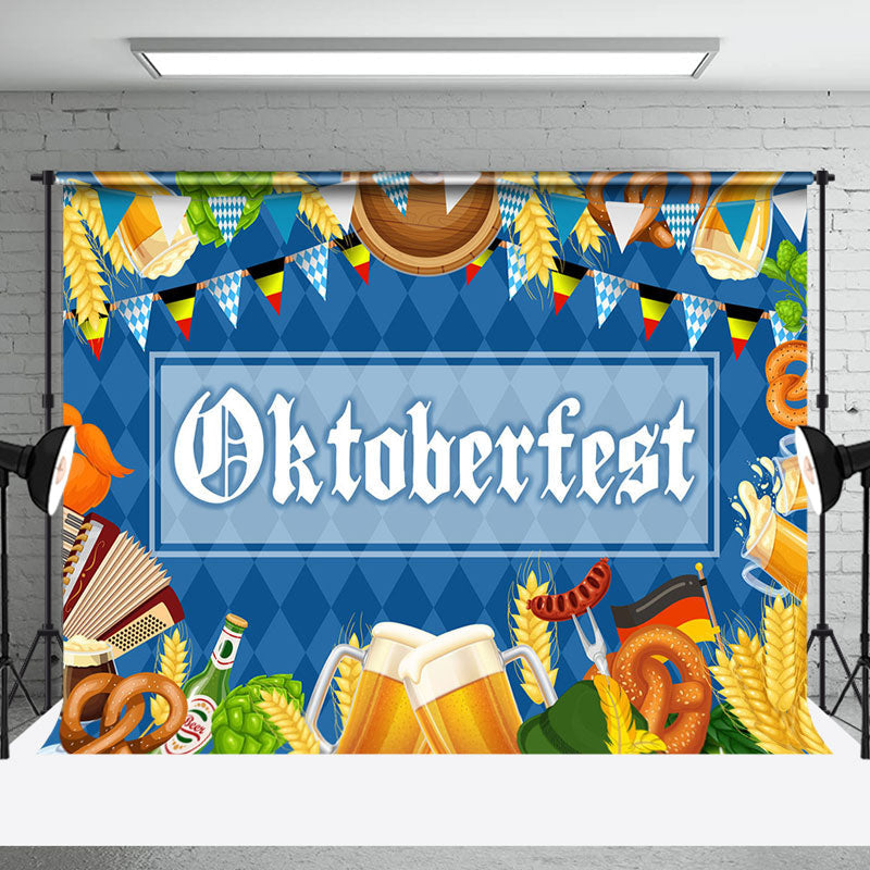 Aperturee - Blue Rhombus Beer Cereals Oktoberfest Party Backdrop